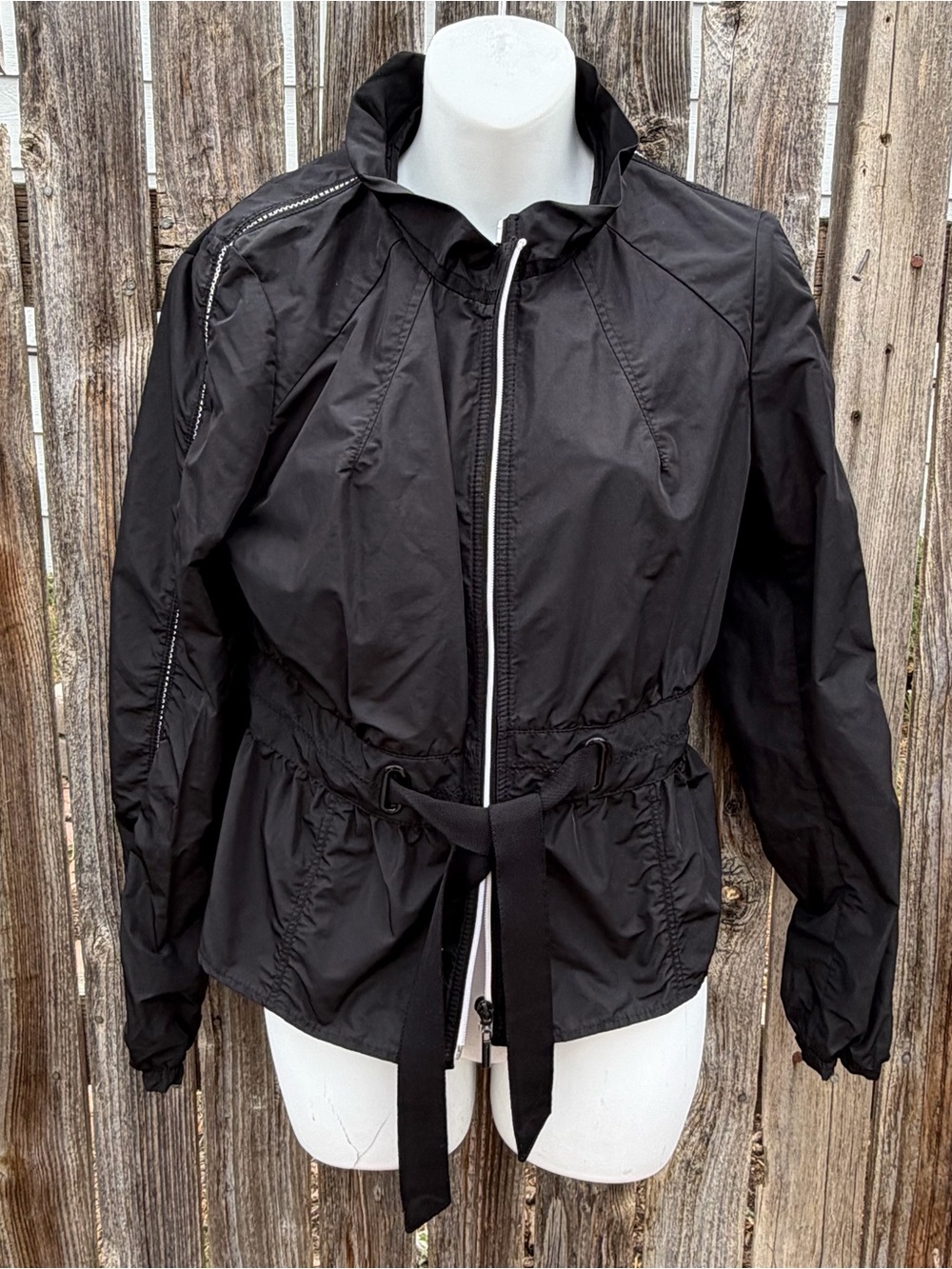 White House Black Market Black Hooded Jacket with Contrast Trim